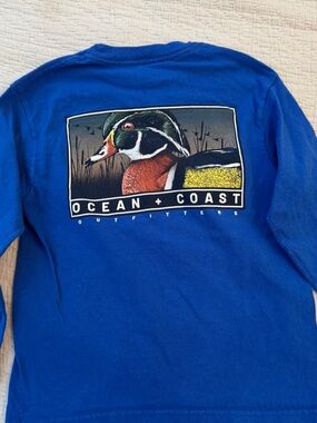 Ocean + Coast Kids' Blue Long-Sleeve Tee with Duck Graphic Sz. 5/6